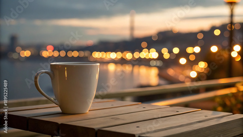 Twilight Serenity Coffee Mug with City Lights Glow