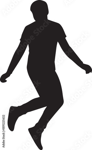 Jumping man silhouette vector illustration of person in mid air motion with active dynamic movement