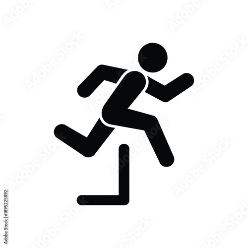 Simple black icon depicting a person in a running or fleeing pose