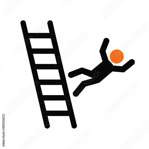 Stick figure falling from a ladder depicting a risk or accident
