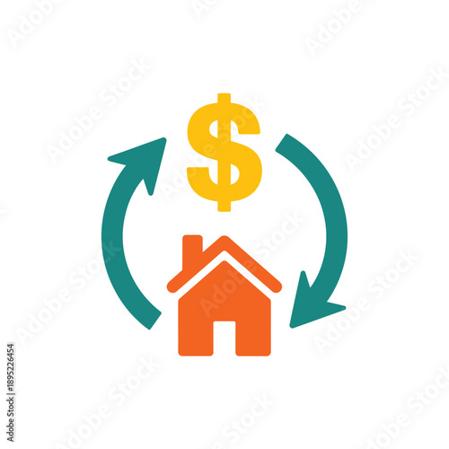 Home equity loan or refinance concept with dollar sign and arrows