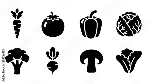 Silhouette icons of fresh vegetables for farm-to-table design projects