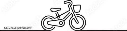 One continuous line drawing of modern and trendy bicycle kids logo.one line vector illustration with white background.