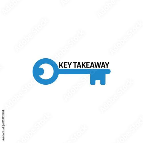 Blue key graphic with text key takeaway representing important information