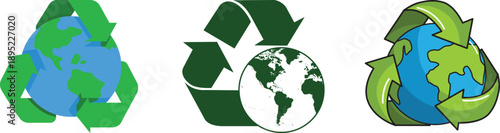 Set recycle sign or packaging sign for products. Period After Opening PAO label. Green dot recycling symbol. Recycling Codes. Don't litter sign. Vector Illustration