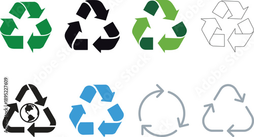 Set recycle sign or packaging sign for products. Period After Opening PAO label. Green dot recycling symbol. Recycling Codes. Don't litter sign. Vector Illustration