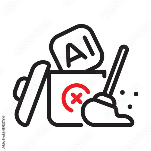 Remove AI Cleanup Trash Bin Line Icon Vector for App Website