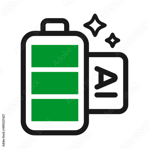 AI Full Energy Battery Line Icon Vector for App Website Infographic
