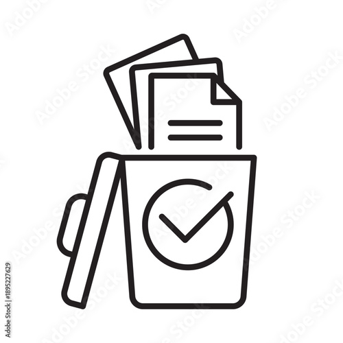 Data Cleaning Verified Trash Bin Line Icon Vector for App Website Infographic