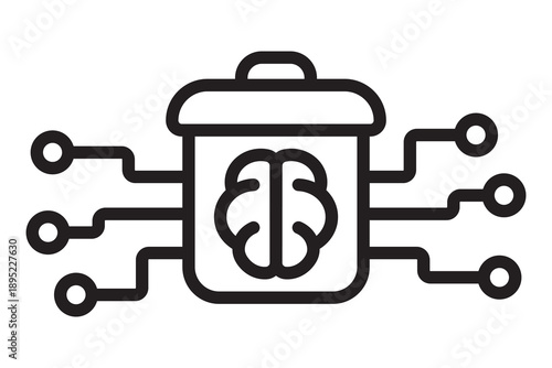 AI Smart Delete Line Icon Vector for System Security App Website