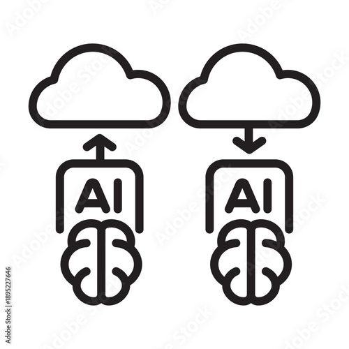 AI Cloud Sync Line Icon Vector for App Website Infographic Technology