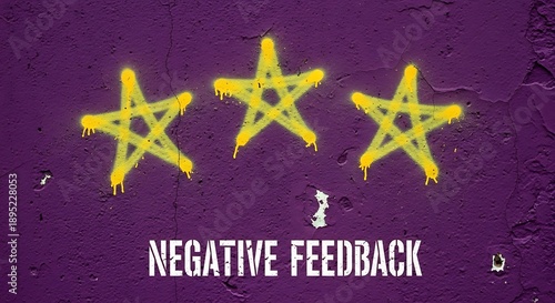 Wallpaper Mural Three yellow stars with dripping paint symbolize negative feedback on purple wall. Torontodigital.ca