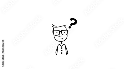 Contemplative Man with Question Mark: A simple illustration of a man with a question mark above his head, conveying curiosity, uncertainty, and thought.