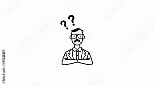 A Curious Mind's Dilemma: A thoughtful figure, marked by a contemplative frown and the iconic question mark, embodies the spirit of inquiry and uncertainty.