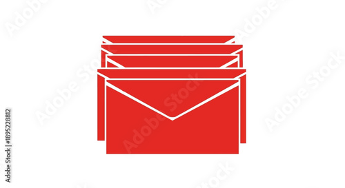 Stack of Red Envelopes with Open Flap.