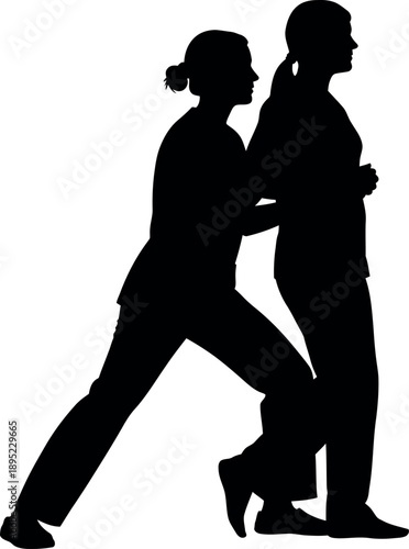 Silhouette of Nurse Assisting Falling Patient | Abdominal Thrust Maneuver (Heimlich) | Geriatric Care Support