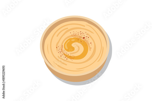 Creamy Hummus Dip with Swirled Olive Oil Garnish for Appetizers and Snacks