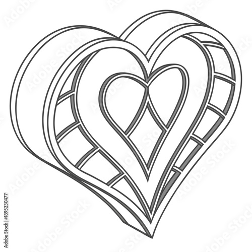 Modern heart design made from smooth metallic contour lines, suggesting technology, innovation, and sleek elegance.