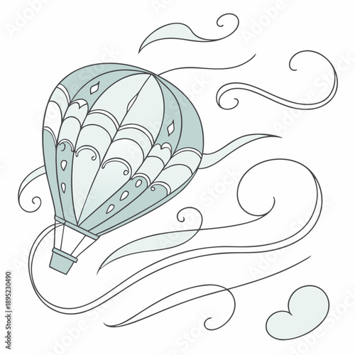 Heart shape composed of soft clouds and gentle wind lines, symbolizing dreams, peace, and airy lightness.