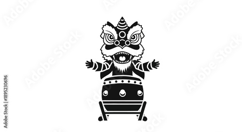 Traditional Balinese Barong Mask Dance Character.
