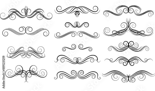 Classic filigree flourish ornament vector decorative elements set