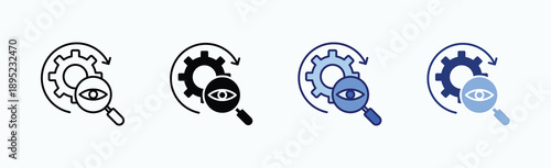 Monitoring Icon Sheet Multiple Style Collection Isolated Vector