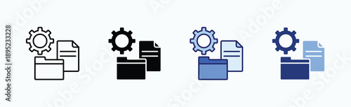 Documentation Icon Sheet Multiple Style Collection Isolated Vector