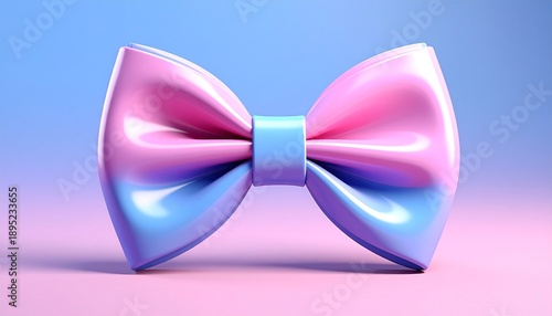Wallpaper Mural 3d bow tie in pink and blue colors. In cartoon style. 3d rendering illustration. Torontodigital.ca