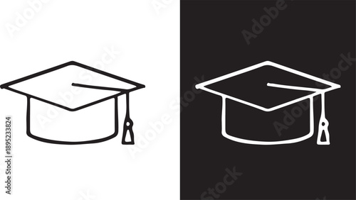Graduation cap icon, university or college graduation hat icon. Student graduation cap diploma, vector illustration.