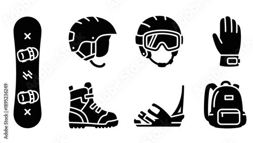 Snowboarding gear set: essential silhouette pieces for winter sports enthusiasts