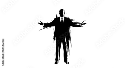 Silhouette of a businessman with outstretched arms Vector