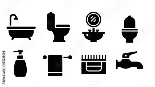 Minimalist bathroom icons collection for modern design