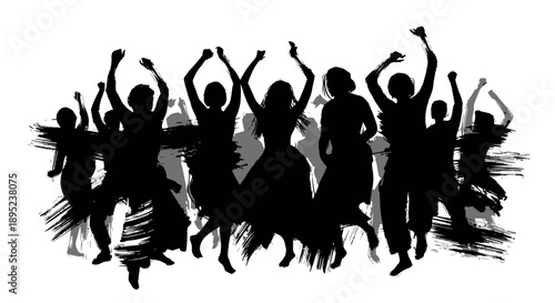 Jubilant group of people celebrating together Vector