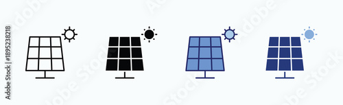 Solar Icon Sheet Multiple Style Collection Isolated Vector
