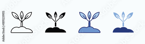 Plant Icon Sheet Multiple Style Collection Isolated Vector