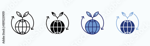 Sustainability Icon Sheet Multiple Style Collection Isolated Vector