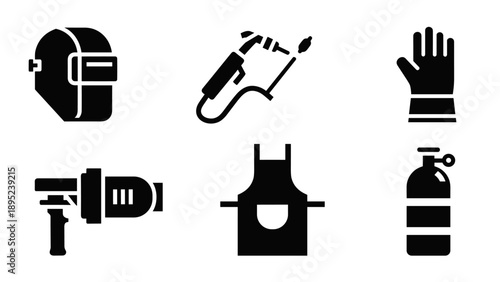 Industrial safety icons: welding and protective equipment symbols
