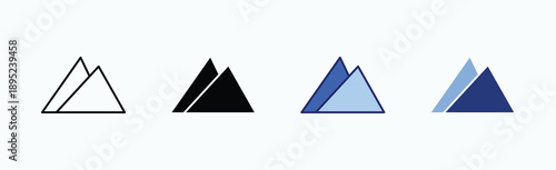 Mountain Icon Sheet Multiple Style Collection Isolated Vector