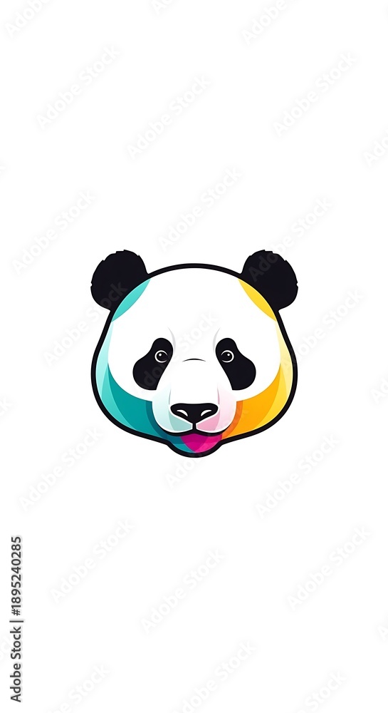 Obraz premium Colorful Panda Portrait - A Vibrant and Modern Animal Illustration.