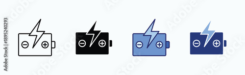 Battery Icon Sheet Multiple Style Collection Isolated Vector