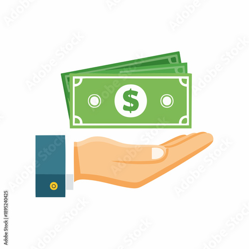 Financial Offering: A hand extends, offering a stack of crisp, green banknotes, symbolizing financial aid, investment, or the exchange of currency.