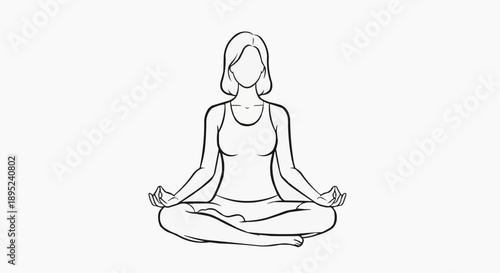 Line drawing of a woman meditating in a cross-legged position