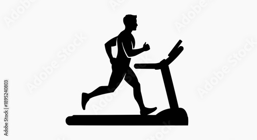 Silhouette of a man running on a treadmill