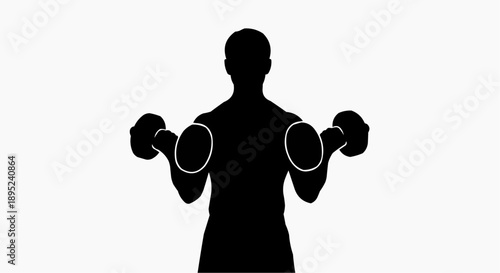 Silhouette of a man lifting dumbbells