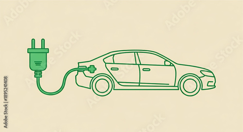 Eco car isolated on transparent background and vector image. Ecological color. Electric Car Vector and PNG.