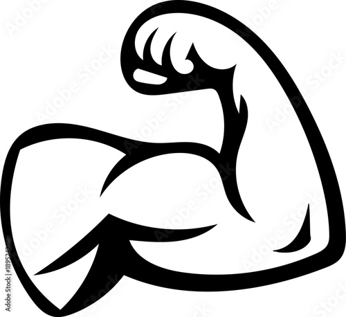 Strong Bicep Muscle Flexing Icon - Fitness and Bodybuilding Vector Illustration