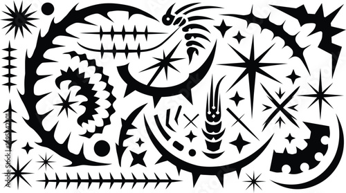 Abstract Neo Tribal Cyber Sigilism Vector Set