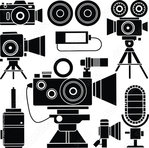 Camera and Film Equipment Icon Set, Vector illustration