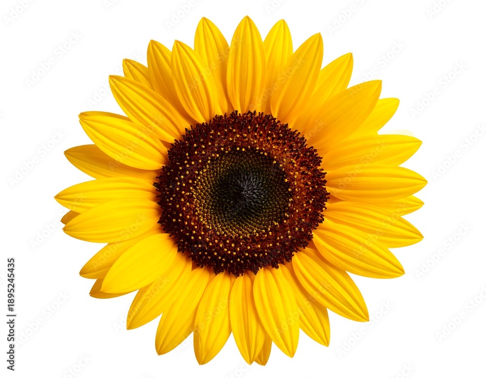 Fototapeta premium Close up of a sunflower on white background.