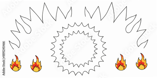 An illustration depicting a fiery explosion with concentric jagged circles